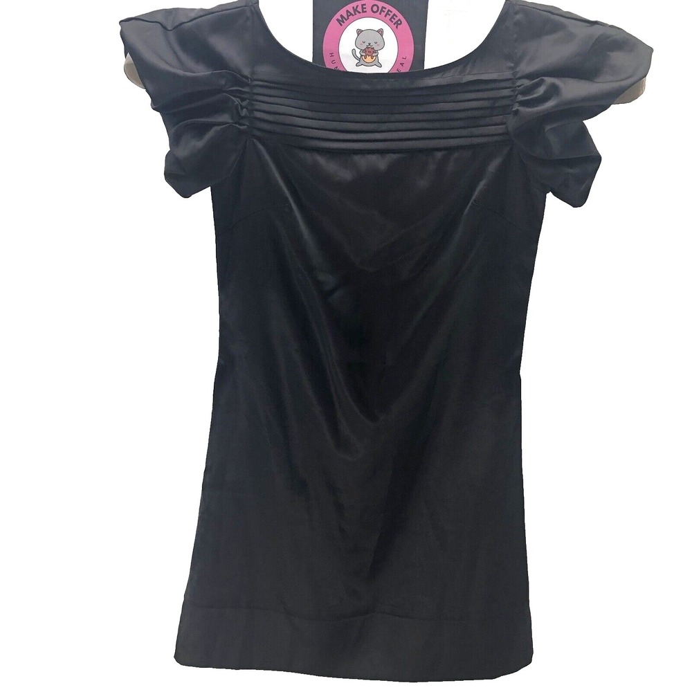 SugarLips‎ Mini dress Womens Small Brown Satin Puff Sleeve Vtg